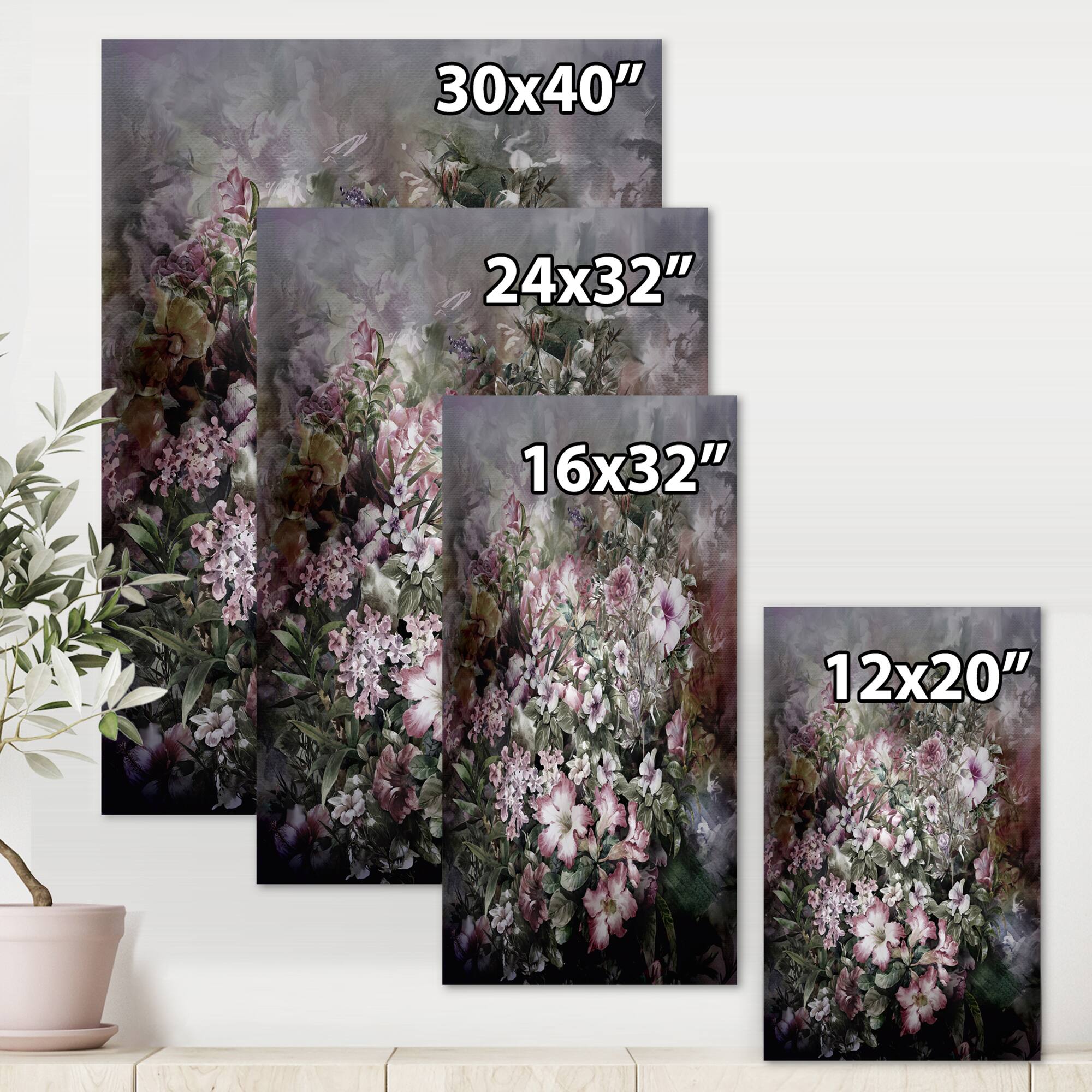 Designart - Retro Drawing of Flowers IV